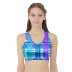 Gingham Pattern Blue Purple Shades Sports Bra With Border by Amaryn4rt