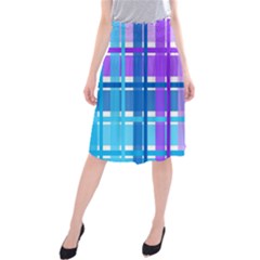 Gingham Pattern Blue Purple Shades Midi Beach Skirt by Amaryn4rt