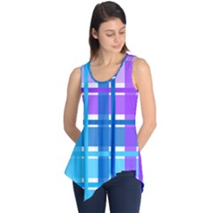 Gingham Pattern Blue Purple Shades Sleeveless Tunic by Amaryn4rt