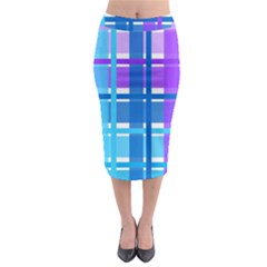 Gingham Pattern Blue Purple Shades Midi Pencil Skirt by Amaryn4rt