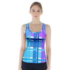 Gingham Pattern Blue Purple Shades Racer Back Sports Top by Amaryn4rt