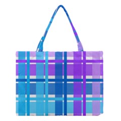 Gingham Pattern Blue Purple Shades Medium Tote Bag