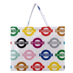 Underground Signs Tube Signs Zipper Large Tote Bag