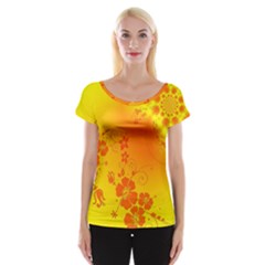 Flowers Floral Design Flora Yellow Women s Cap Sleeve Top by Amaryn4rt