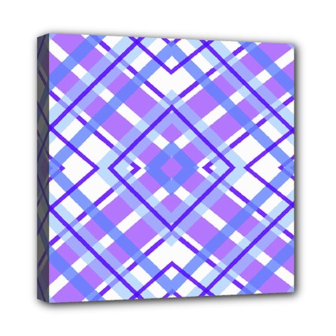 Geometric Plaid Pale Purple Blue Mini Canvas 8  X 8 