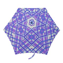 Geometric Plaid Pale Purple Blue Mini Folding Umbrellas