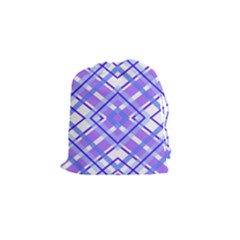 Geometric Plaid Pale Purple Blue Drawstring Pouches (small)  by Amaryn4rt