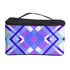 Geometric Plaid Pale Purple Blue Cosmetic Storage Case by Amaryn4rt