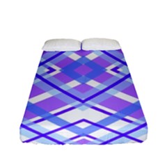 Geometric Plaid Pale Purple Blue Fitted Sheet (full/ Double Size)