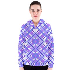 Geometric Plaid Pale Purple Blue Women s Zipper Hoodie by Amaryn4rt