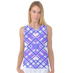 Geometric Plaid Pale Purple Blue Women s Basketball Tank Top