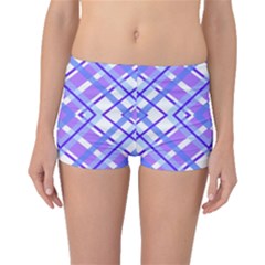 Geometric Plaid Pale Purple Blue Boyleg Bikini Bottoms