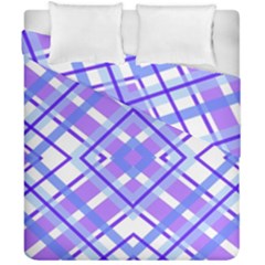 Geometric Plaid Pale Purple Blue Duvet Cover Double Side (california King Size)