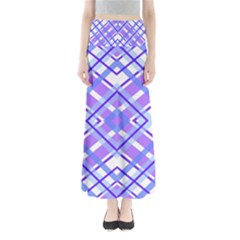 Geometric Plaid Pale Purple Blue Maxi Skirts