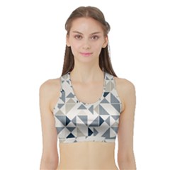 Geometric Triangle Modern Mosaic Sports Bra With Border