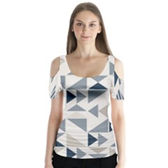 Geometric Triangle Modern Mosaic Butterfly Sleeve Cutout Tee 