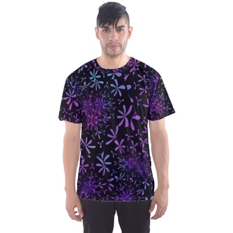 Retro Flower Pattern Design Batik Men s Sport Mesh Tee by Amaryn4rt