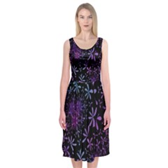 Retro Flower Pattern Design Batik Midi Sleeveless Dress by Amaryn4rt