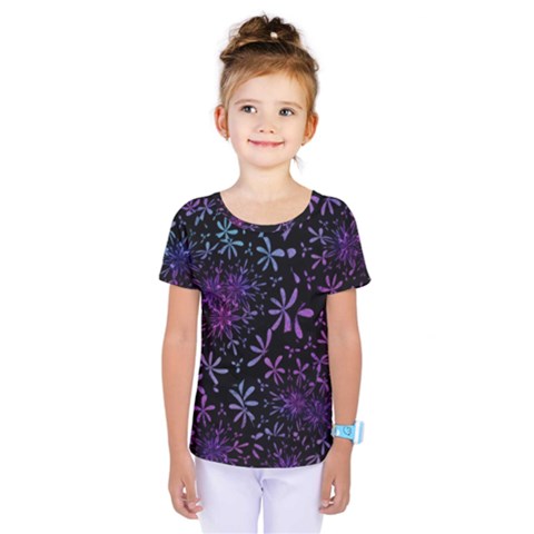 Retro Flower Pattern Design Batik Kids  One Piece Tee by Amaryn4rt