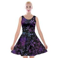 Retro Flower Pattern Design Batik Velvet Skater Dress