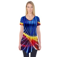 Color Colorful Wave Abstract Short Sleeve Tunic 