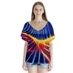 Color Colorful Wave Abstract Flutter Sleeve Top