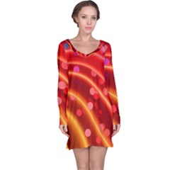 Bokeh Lines Wave Points Swing Long Sleeve Nightdress by Amaryn4rt