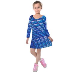 Lines Geometry Architecture Texture Kids  Long Sleeve Velvet Dress by Amaryn4rt