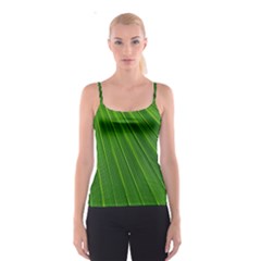 Green Lines Macro Pattern Spaghetti Strap Top