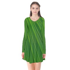 Green Lines Macro Pattern Flare Dress