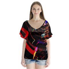 Night View Night Chaos Line City Flutter Sleeve Top