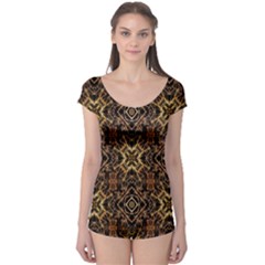 Tribal Geometric Print Boyleg Leotard 