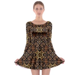 Tribal Geometric Print Long Sleeve Skater Dress