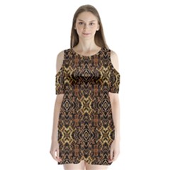 Tribal Geometric Print Shoulder Cutout Velvet  One Piece