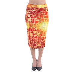 Board Conductors Circuit Velvet Midi Pencil Skirt