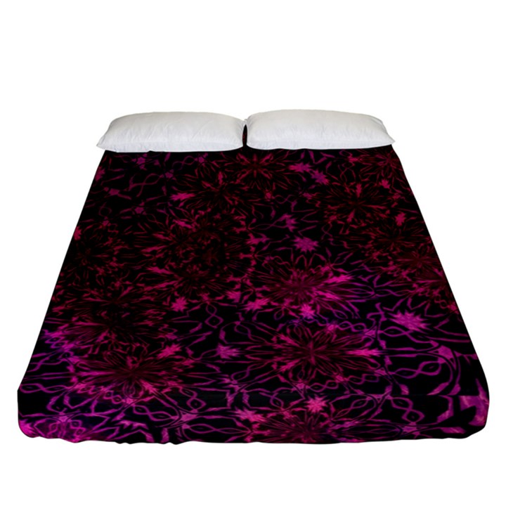 Retro Flower Pattern Design Batik Fitted Sheet (California King Size)