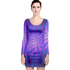 Background Brush Particles Wave Long Sleeve Bodycon Dress by Amaryn4rt