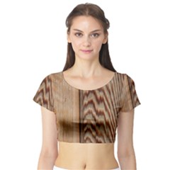 Wood Grain Texture Brown Short Sleeve Crop Top (tight Fit) by Amaryn4rt