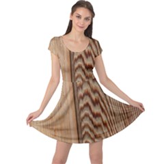 Wood Grain Texture Brown Cap Sleeve Dresses by Amaryn4rt