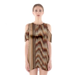 Wood Grain Texture Brown Shoulder Cutout One Piece by Amaryn4rt