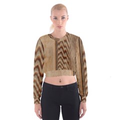 Wood Grain Texture Brown Women s Cropped Sweatshirt by Amaryn4rt