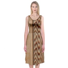 Wood Grain Texture Brown Midi Sleeveless Dress by Amaryn4rt