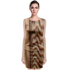 Wood Grain Texture Brown Classic Sleeveless Midi Dress by Amaryn4rt