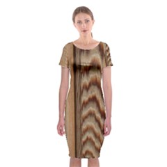 Wood Grain Texture Brown Classic Short Sleeve Midi Dress by Amaryn4rt