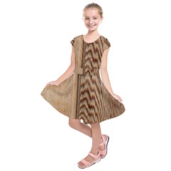 Wood Grain Texture Brown Kids  Short Sleeve Dress