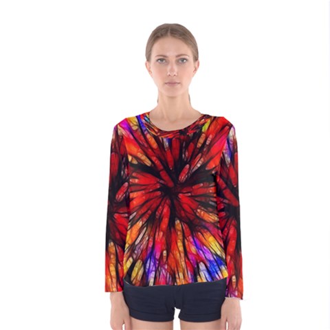 Color Batik Explosion Colorful Women s Long Sleeve Tee by Amaryn4rt