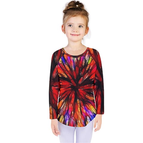 Color Batik Explosion Colorful Kids  Long Sleeve Tee by Amaryn4rt