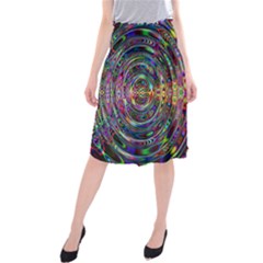 Wave Line Colorful Brush Particles Midi Beach Skirt by Amaryn4rt