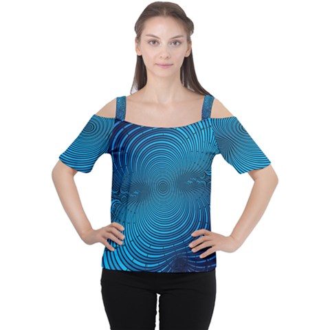 Abstract Fractal Blue Background Women s Cutout Shoulder Tee by Amaryn4rt