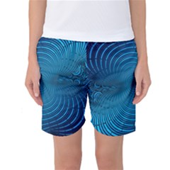 Abstract Fractal Blue Background Women s Basketball Shorts